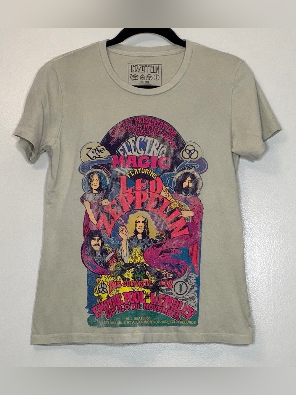 Led Zeppelin Electric Magic Short Sleeve Graphic Tee - Beige